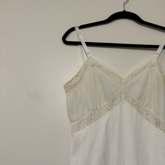 Vintage White Lace Pleated Trim Slip Dress - Picture 2 of 8